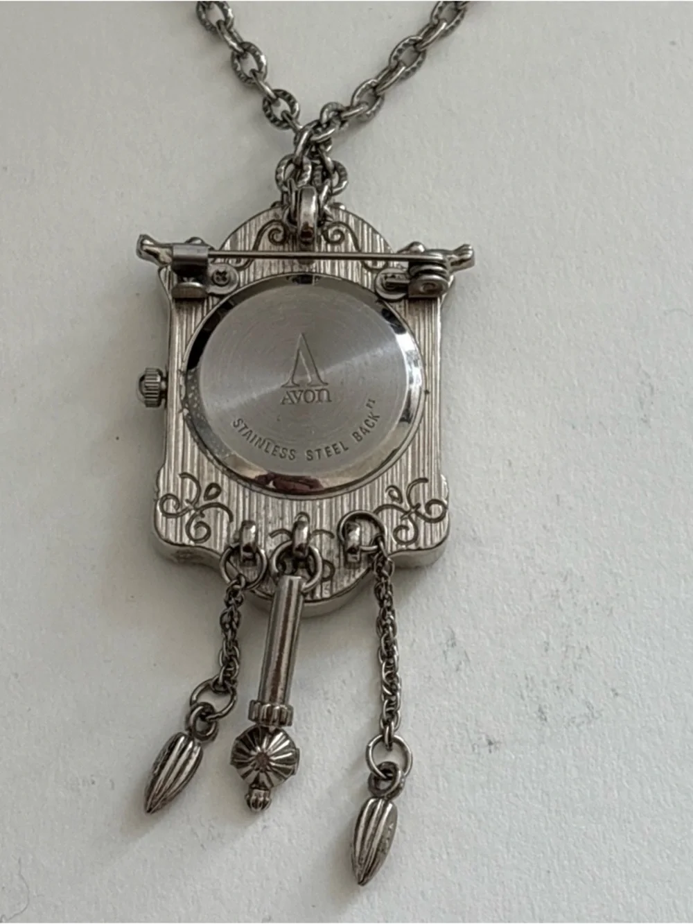 Vintage-Inspired Silver Cuckoo Clock Pendant Necklace - Silver - Picture 9 of 16
